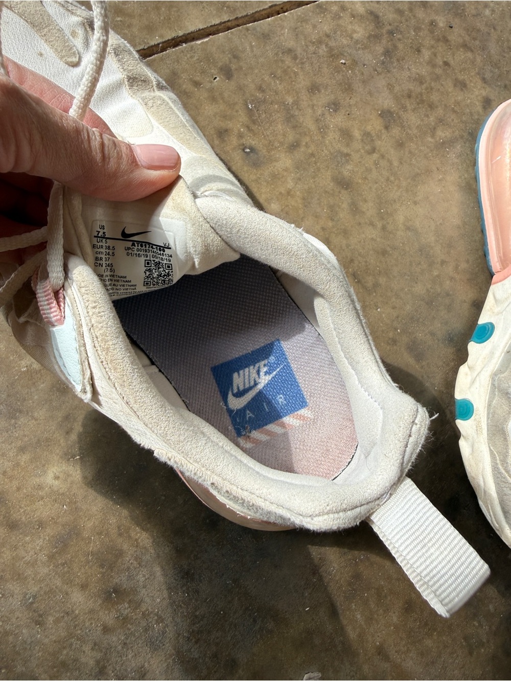 Nike Air Max 270 Women’s Sneakers - White, Light Blue & Pink Accents - Picture 6 of 8